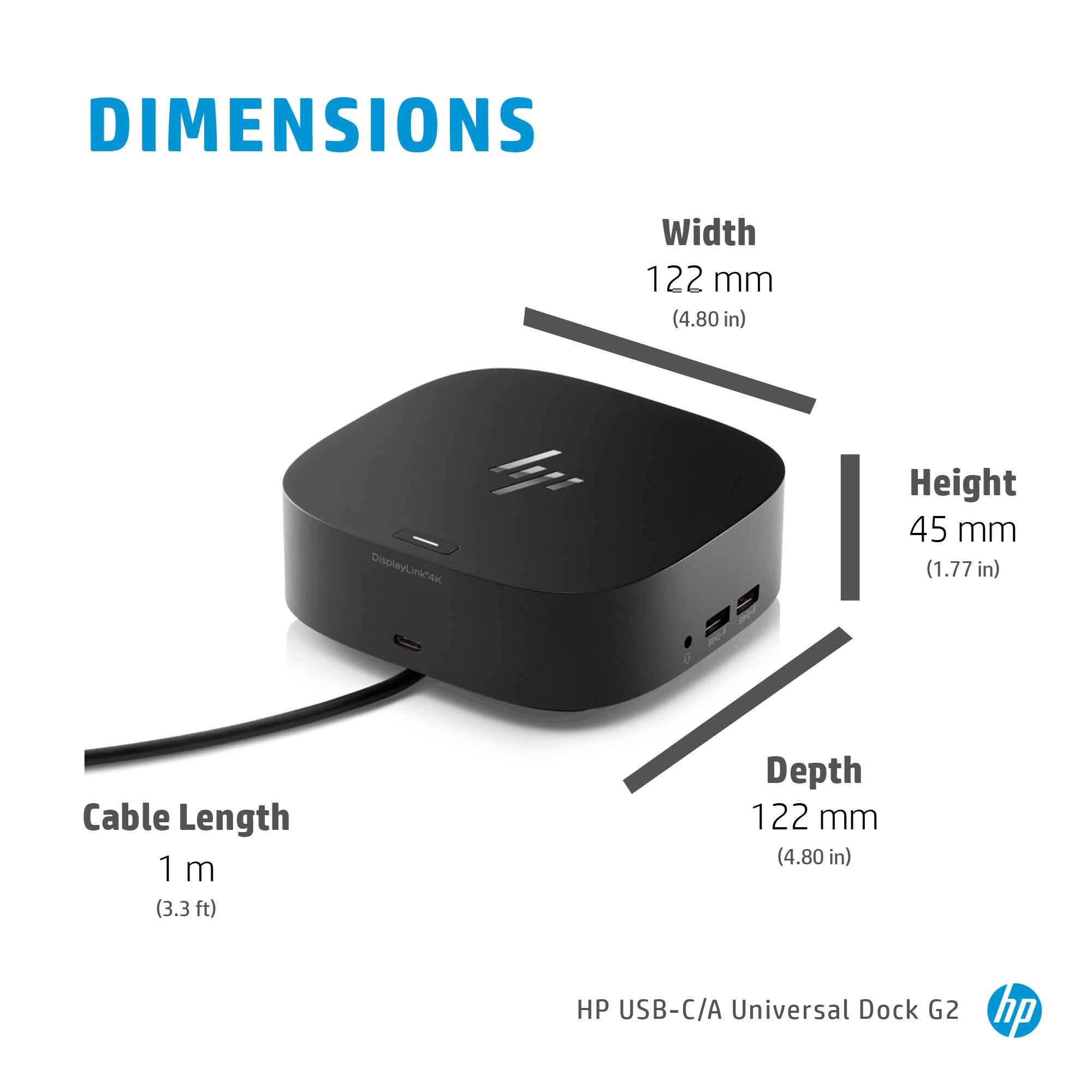 HP USB-C 120W Dock G5 | Expand Ports | Connect Up to Three Displays | Space-Saving Design | Universal compatibility