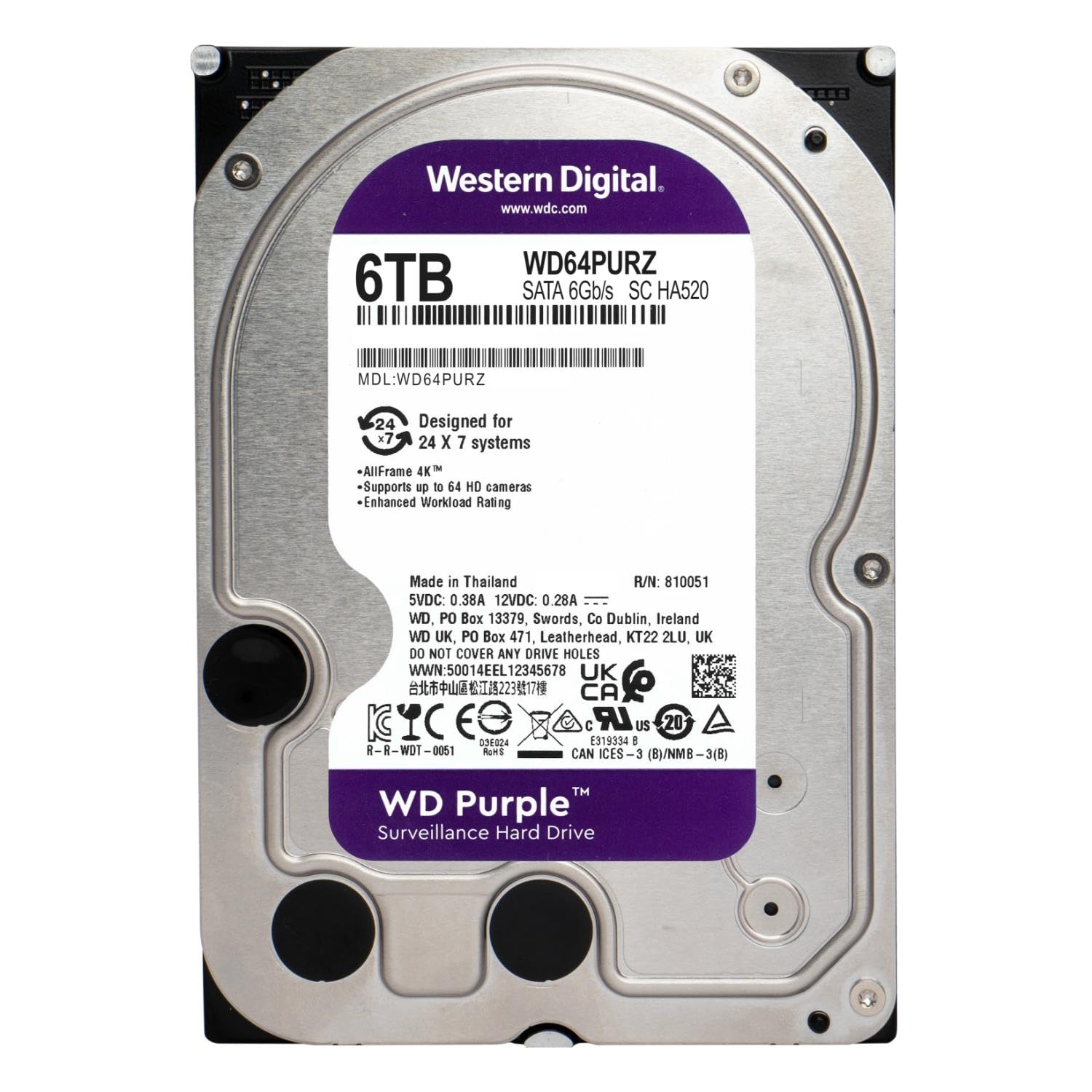 WD Purple Surveillance 3.5" Internal Hard Drive