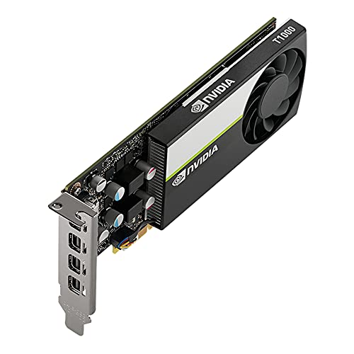 PNY NVIDIA T1000 8 GB Professional Graphic Card 8GB GDDR6 PCI Express 3.0 x16, Single Slot, 4x Mini-DisplayPort, 8K Support, Ultra-quiet active fan (VCNT1000-8GB-PB)
