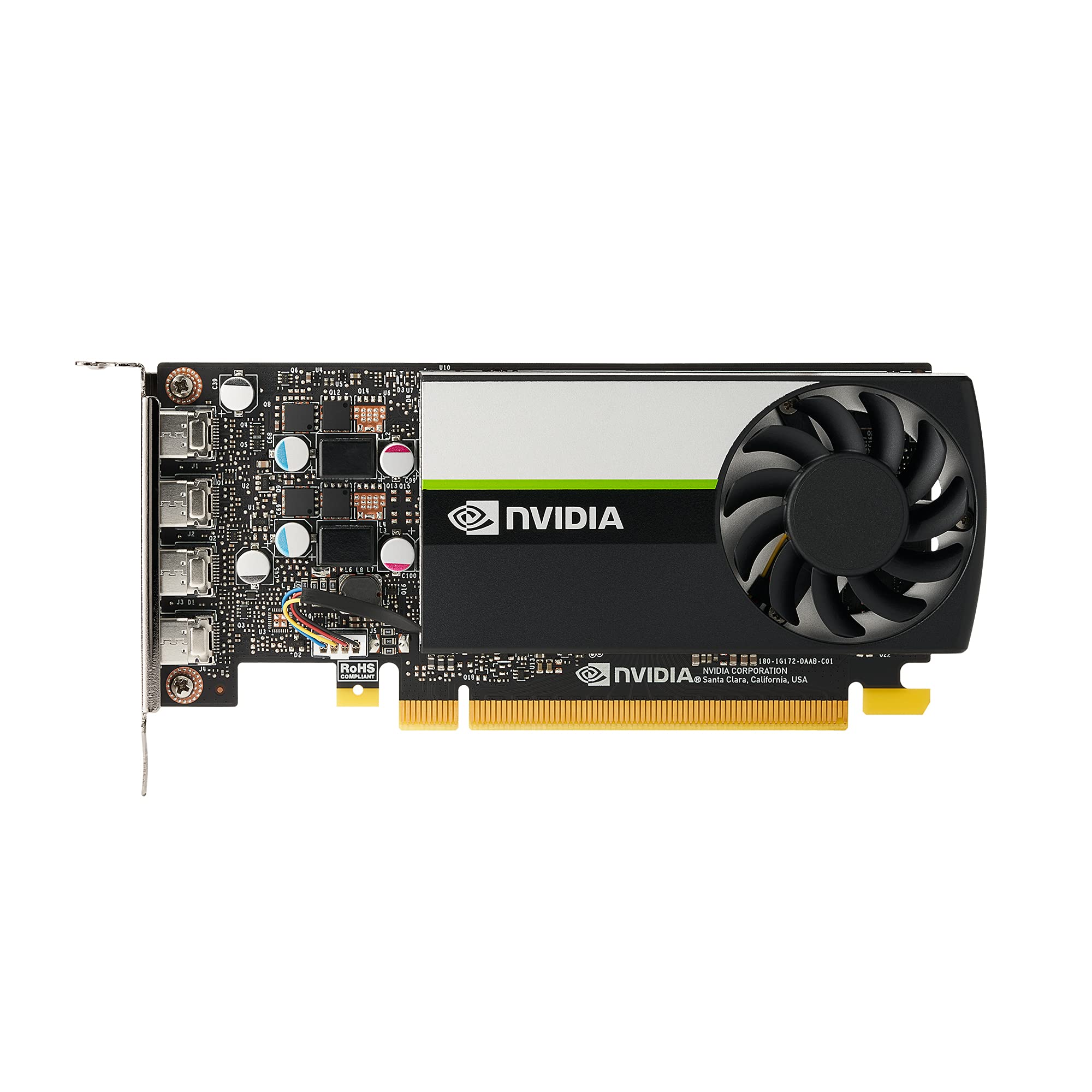 PNY NVIDIA T600 Professional Graphic Card 4GB GDDR6 PCI Express 3.0 x16, Single Slot, 4x Mini-DisplayPort, 8K Support, Ultra-quiet active fan, VCNT600-PB